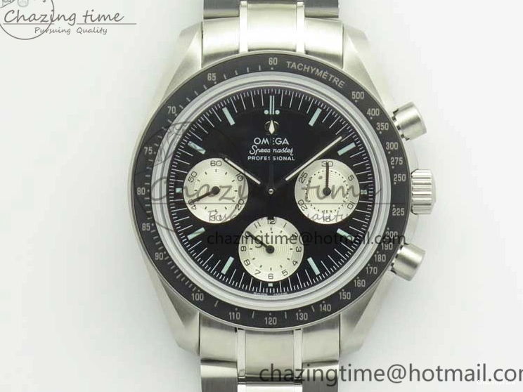 1225 ComfortFit Speedmaster SS “Speedy Tuesday” OMF Best Edition Black Dial on SS Bracelet Manual Winding Chrono Movement 7994